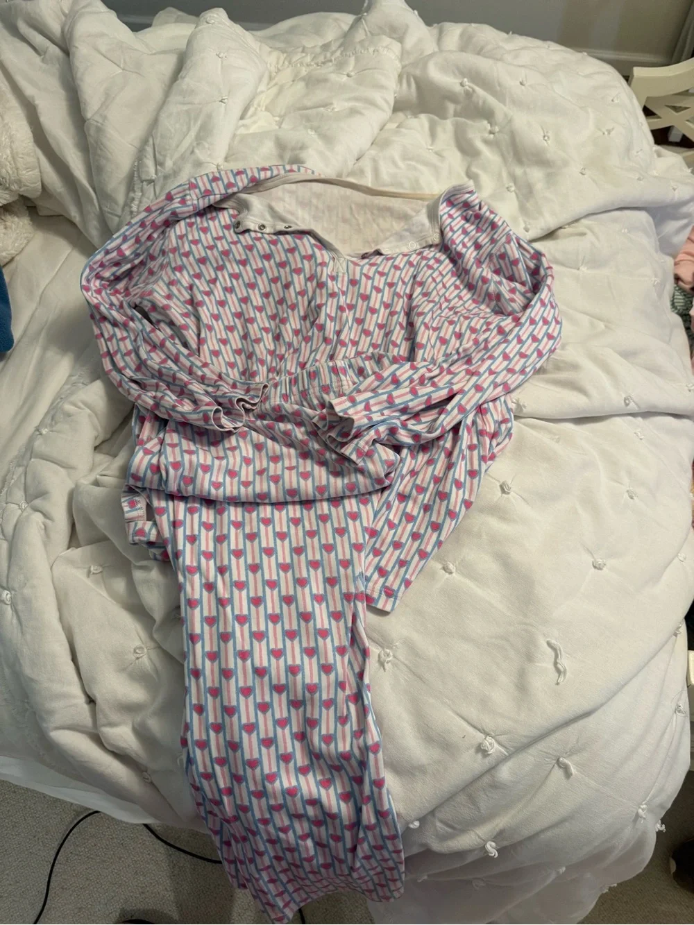 Roller Rabbit Pink and Blue Heart-Stripe Pajama Set